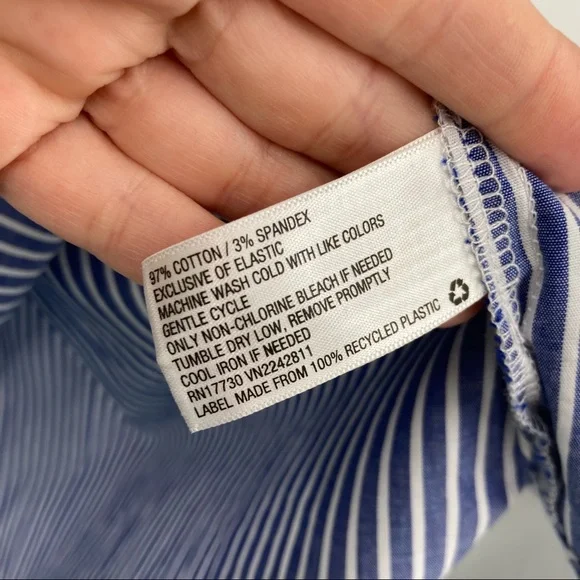 A New Day Pin Stripe Belted Waist Flare Sleeve Wrap Top Dress 1X NEW - Picture 8 of 10